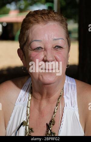 Smithville, Texas, États-Unis. 15 juillet 2011. NORMA MCCORVEY, la femme nommée ''Roe'' dans l'affaire historique de la Cour suprême de 1973 ''Roe vs Wade'' qui protégeait le droit de la femme de choisir l'avortement, pose dans un parc municipal de Smithville, au Texas, le 15 juillet 2011. McCorvey, qui est décédé le 18 février 2017 à Katy, au Texas, affirme dans un nouveau documentaire qu'elle a été payée avec élégance pour inverser sa position sur l'avortement dans les années 90. Crédit : Bob Daemmrich/ZUMA Wire/Alay Live News Banque D'Images