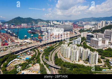 Kwai Tsing, Hong Kong 04 septembre 2018:- terminaux à conteneurs Kwai Tsing Banque D'Images