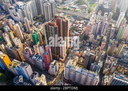 Mong Kok, Hong Kong 04 septembre 2018 :- ville urbaine de Hong Kong sous le soleil Banque D'Images