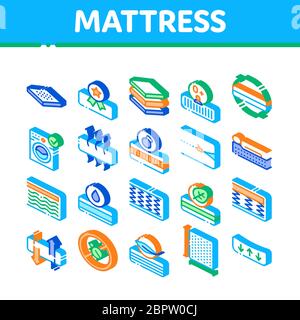 Matelas Orthopédie Isometric Icons Set Vector Illustration de Vecteur