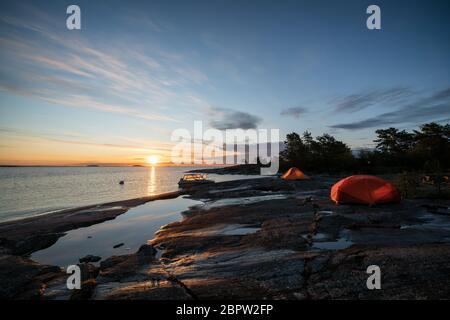 L'aube à Bylandet island, Kirkkonummi, Finlande Banque D'Images