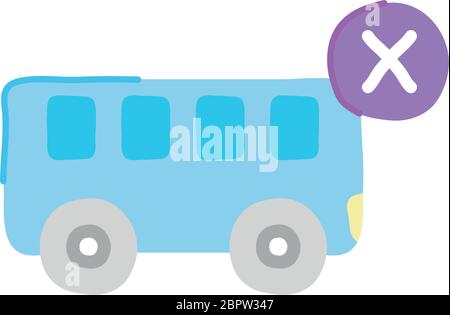 transport interdit par le symbole de bus, bus avec icône en croix sur fond blanc, style plat, illustration vectorielle Illustration de Vecteur