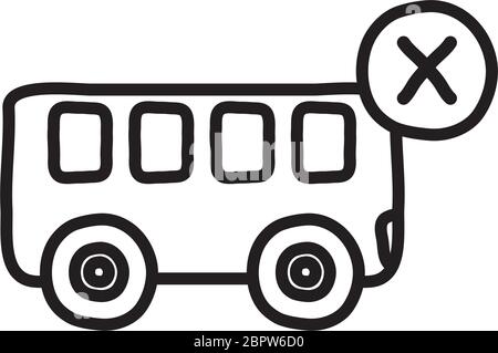 transport interdit par le symbole de bus, bus avec icône en croix sur fond blanc, style de ligne, illustration vectorielle Illustration de Vecteur