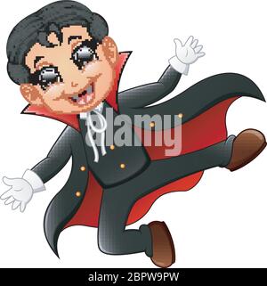 Joyeux enfant portant le costume Dracula Illustration de Vecteur