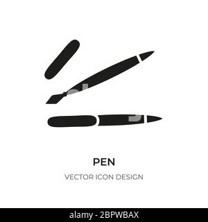 Icône du stylet glyphe. Plume moderne pour outil numérique de signe graphique. Pictogramme silhouette lettre simple symbole. Logo pour signature de conception document papier informations de contact Web de la transaction. Illustration vectorielle isolée Illustration de Vecteur
