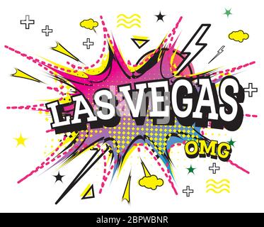 Las Vegas Comic Text en Pop Art style isolé sur fond blanc. Illustration vectorielle. Illustration de Vecteur