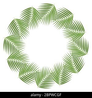 Couronne de feuilles de noix de coco exotiques détaillées de dessin animé avec espace pour le texte. Produits bio de la douceur de dessin animé. Fruits d'été pour un style de vie sain. Vecteur illust Illustration de Vecteur