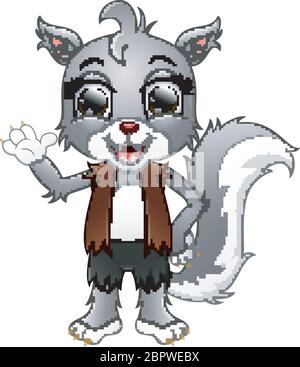 Un dessin animé loup-garou agité la main Illustration de Vecteur