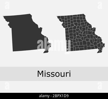 Cartes du Missouri vector Outline comtés, townships, régions, municipalités, départements, frontières Illustration de Vecteur