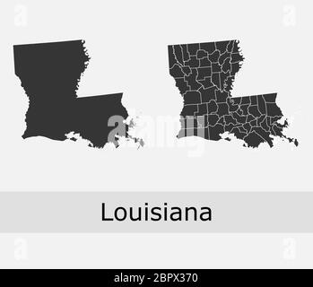 Cartes de la Louisiane vectorisation comtés, cantons, régions, municipalités, départements, frontières Illustration de Vecteur