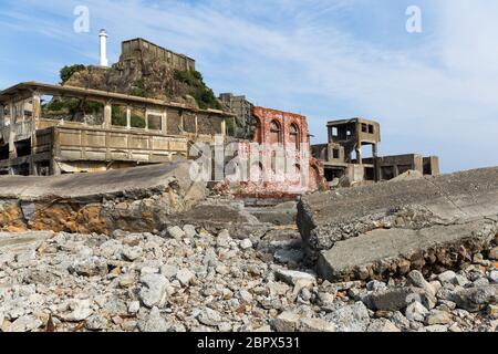 Cuirassé à Nagasaki île abandonnée Banque D'Images