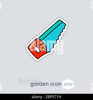 Scie à main télévision icône vecteur contours isolé, jardin, eps 10 Banque D'Images