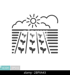 L'icône de champ au printemps. Plantule. La masse. Les plantes vertes, ferme biologique. Signe de l'agriculture. Symbole graphique pour votre site web design, logo, app, l'assurance-chômage. Vector illust Banque D'Images