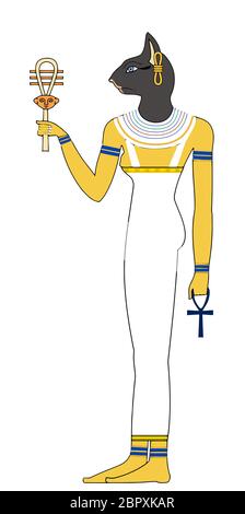La religion égyptienne antique cat animal illustration Banque D'Images