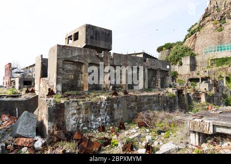 Cuirassé à Nagasaki île abandonnée Banque D'Images