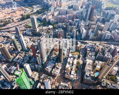 Kowloon, Hong Kong, 11 novembre 2017 :- vue aérienne de la ville de Hong Kong Banque D'Images