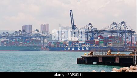 Kwai Tsing, Hong Kong, 02 mai 2018 :- Hong Kong terminal à conteneurs Kwai Tsing Banque D'Images
