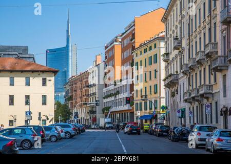 Vue sur les bâtiments de Porta Nuove depuis le quartier de Brera, Milan, Lombardie, Italie, Europe Banque D'Images