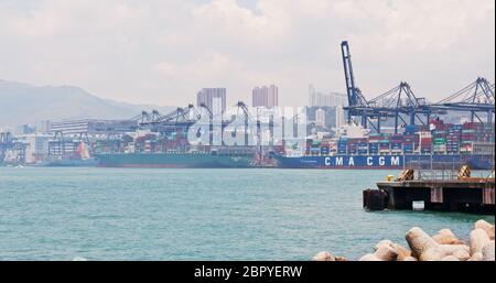 Kwai Tsing, Hong Kong, 02 mai 2018 :- Hong Kong terminal à conteneurs Kwai Tsing Banque D'Images