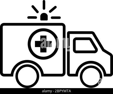 Icône de voiture de ligne d'ambulance isolée sur l'illustration vectorielle blanche Illustration de Vecteur