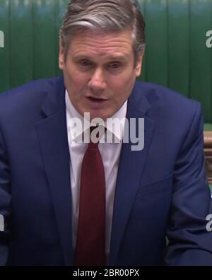 Le leader syndical Keir Starmer parle lors des questions du premier ministre à la Chambre des communes, à Londres. Banque D'Images