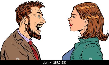 l'homme et la femme contestent les émotions hurlent Illustration de Vecteur