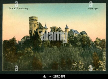 Europa, Deutschland, Thüringen, Meiningen, Schloss Landsberg, Postkarte, verschicht am 07. 08. 1918 , Herausgegegeben von : Robert Claus, Dresde . / Europe, Allemagne, Thuringe, Meiningen, Château de Landsberg, carte postale, envoyé le 07. 08. 1918 , publié par Robert Claus , Dresde . Banque D'Images