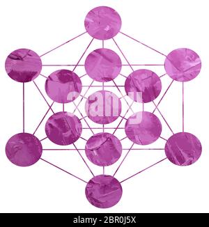 Metatron cube géométrie sacrée méditation chakra violet illustration de l'énergie Banque D'Images