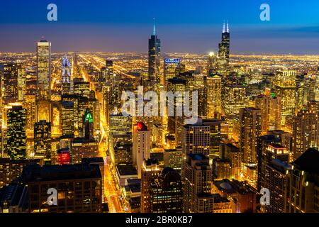 Vue aérienne du bâtiment à l'horizon de Chicago à Chicago Downtown à Chicago Illinois USA Ville. À au sud de Chicago. Banque D'Images