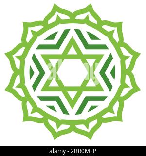 Green chakra anahata coeur sacré forme spirituelle mandala illustration Banque D'Images