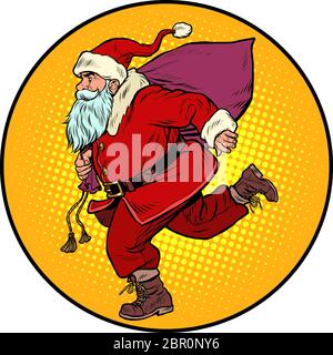 Le Père Noël est en cours d'exécution. Nouvel an et Noël Illustration de Vecteur