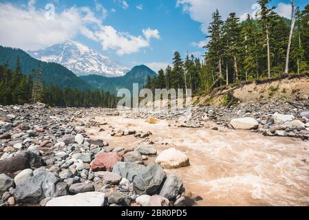 Rivière Nisqually dans le parc national de mt Rainier, Washington, états-unis. Banque D'Images