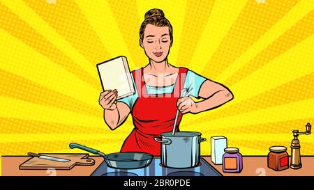 Une femme cuisine dans la cuisine Illustration de Vecteur