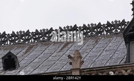 Décoration avec toit en haut de la Cathédrale Notre Dame de Paris France Banque D'Images