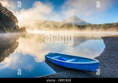 Saiko Lake, le Japon sur la rive avec Mt. De Fuji. Banque D'Images