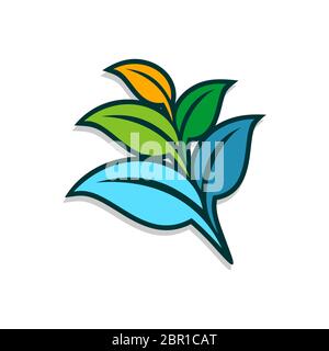 Motif floral Leaves logo Illustration. Vecteur EPS 10. Banque D'Images