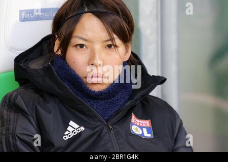 Wolfsburg, Allemagne, 27 mars 2019 : Portrait de Saki Kumagai de l'équipe de football féminine Olympique Lyon avant un match de l'UWCL Banque D'Images