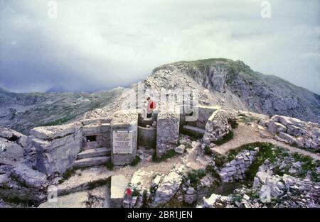 Monte Pasubio. Zone monumentale : vue sur la dent italienne. Banque D'Images