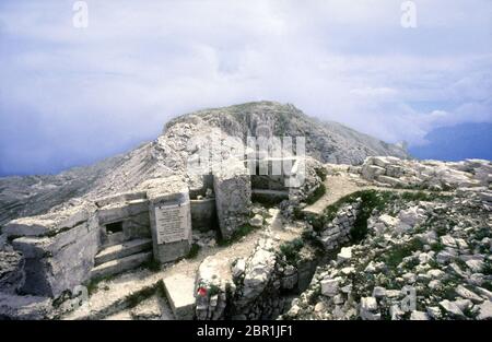 Monte Pasubio. Zone monumentale : vue sur la dent italienne. Banque D'Images