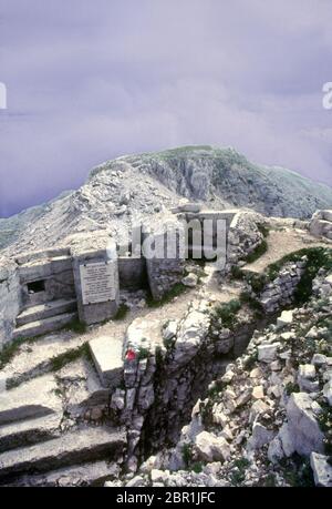 Monte Pasubio. Zone monumentale : vue sur la dent italienne. Banque D'Images