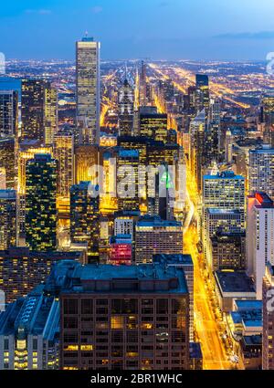 Vue aérienne du bâtiment à l'horizon de Chicago à Chicago Downtown à Chicago Illinois USA Ville. À au sud de Chicago. Banque D'Images