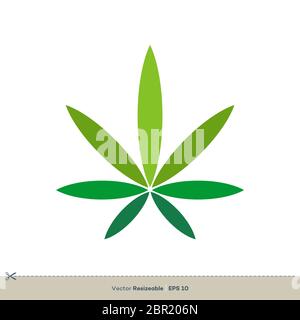 Motif illustration de modèle de logo vectoriel de l'icône Weed de chanvre de feuille de marijuana Banque D'Images