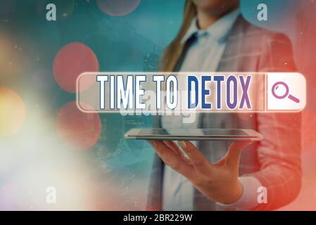 Texte visible le temps de désintoxication. Photo d'affaires texte lorsque vous purifiez votre corps des toxines ou cesser de consommer de drogue Banque D'Images