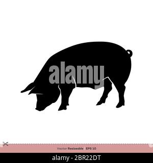 Animaux de ferme - modèle de logo vectoriel de la silhouette de cochon conception d'illustration Banque D'Images