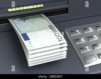 Retrait de l'ATM européen Euro Banque D'Images