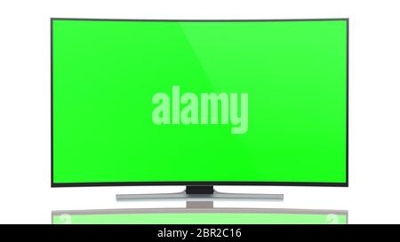 Smart Tv UltraHD avec écran vert sur fond blanc Banque D'Images