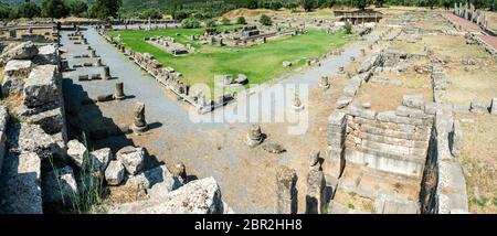 Site archéologique de Messène antique , ruines du Stadion , près de Kalamata , Messine, Messinia, Péloponnes, Grèce Banque D'Images