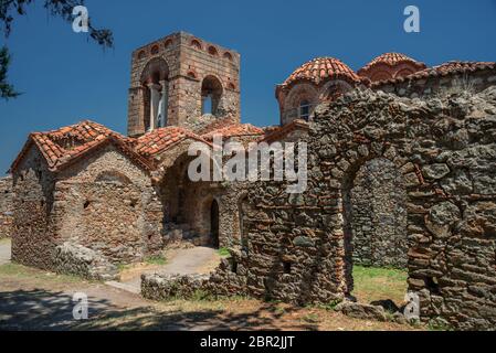 Dans l'église Sainte-Sophie, médiévale 'byzantin de Mystras' de Castletown, près de la ville de Sparte, Laconie, Péloponnèse. Banque D'Images