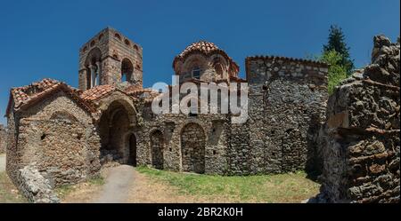 Dans l'église Sainte-Sophie, médiévale 'byzantin de Mystras' de Castletown, près de la ville de Sparte, Laconie, Péloponnèse. Banque D'Images