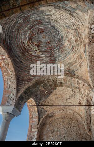 Dans l'église Sainte-Sophie, médiévale 'byzantin de Mystras' de Castletown, près de la ville de Sparte, Laconie, Péloponnèse. Banque D'Images